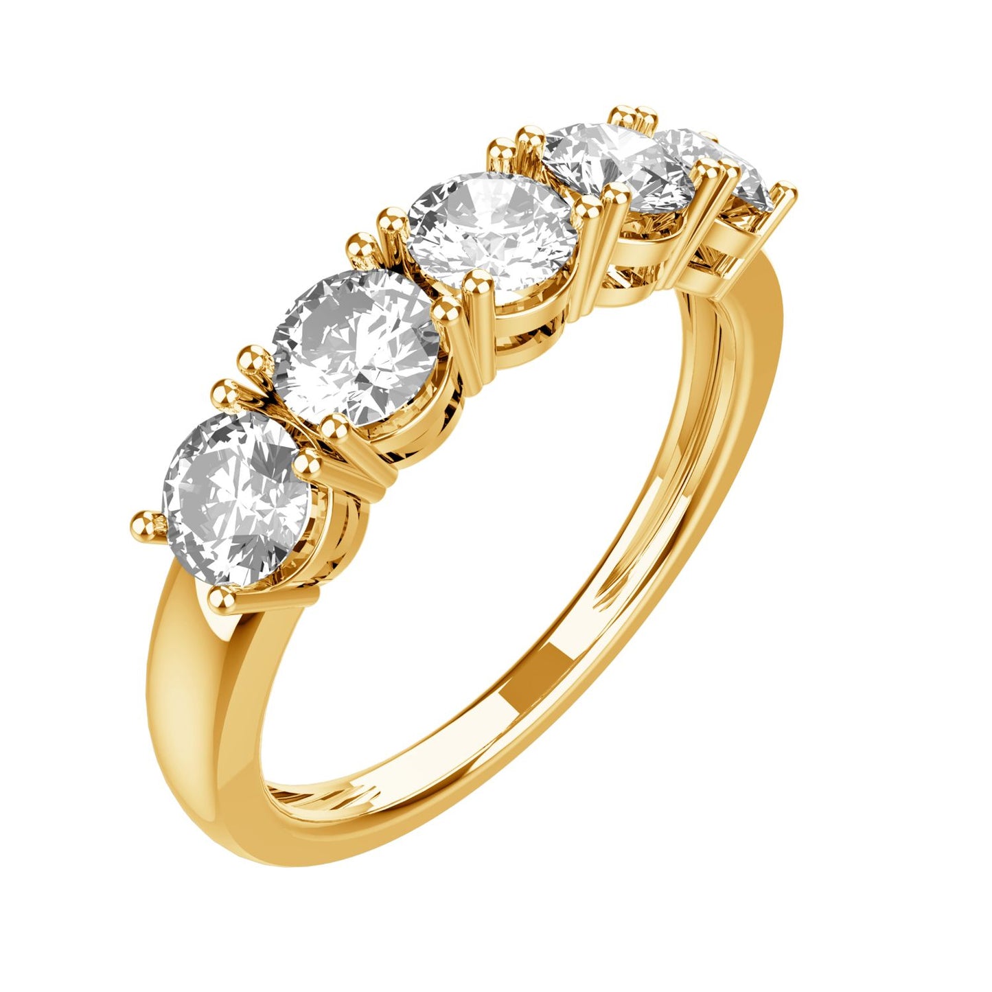 Women’s 1 CT Five Stone Diamond Wedding Band in 14K Yellow Gold