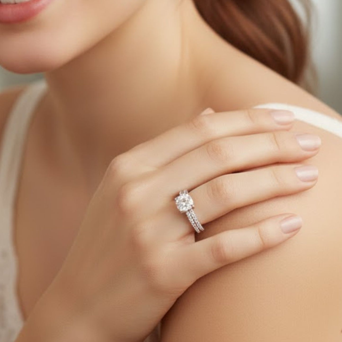 1.45 CT 925 Sterling Silver Solitaire with Accent Women's Engagement Ring