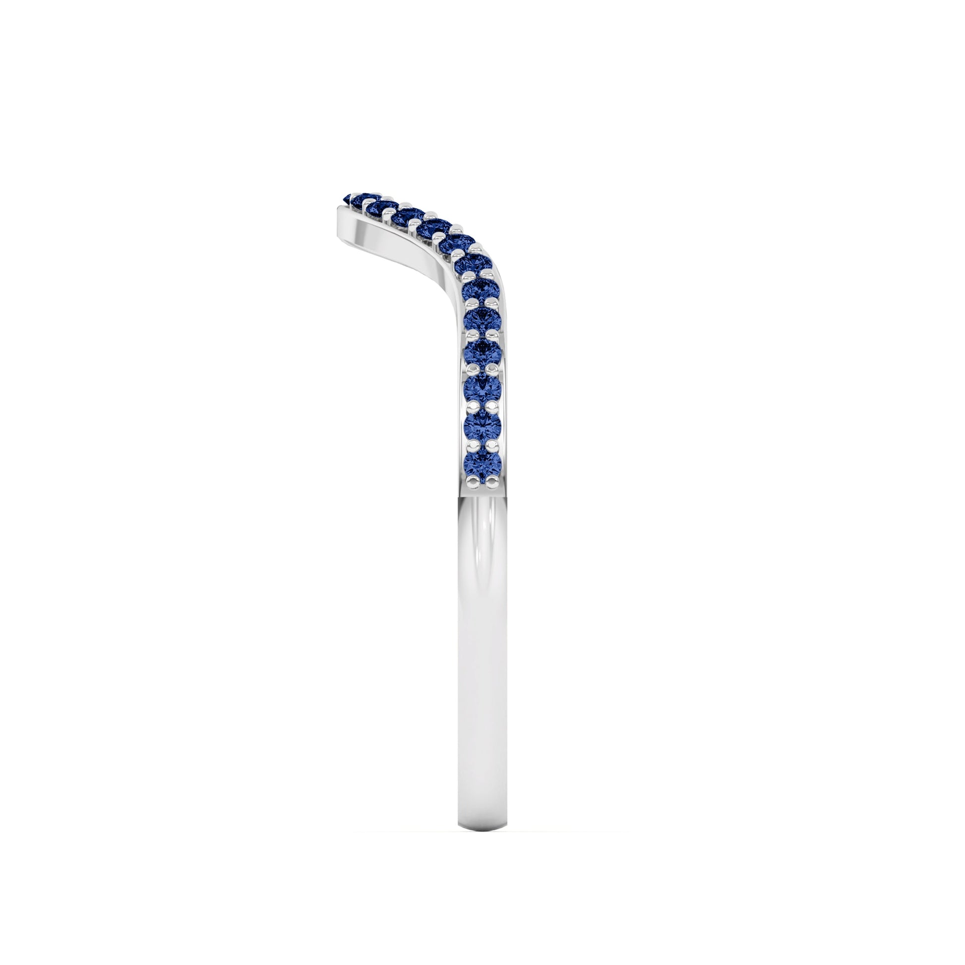 0.15 Ct Natural Blue Sapphire Curved Wedding Band - Dewberry Diamonds