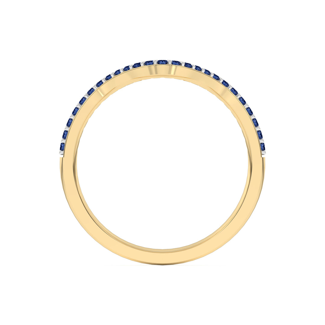 0.15 Ct Natural Blue Sapphire Curved Wedding Band - Dewberry Diamonds
