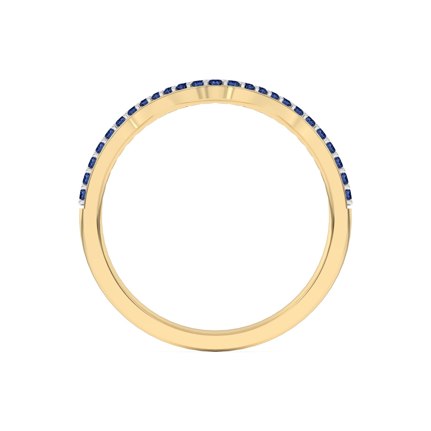 0.15 Ct Natural Blue Sapphire Curved Wedding Band - Dewberry Diamonds