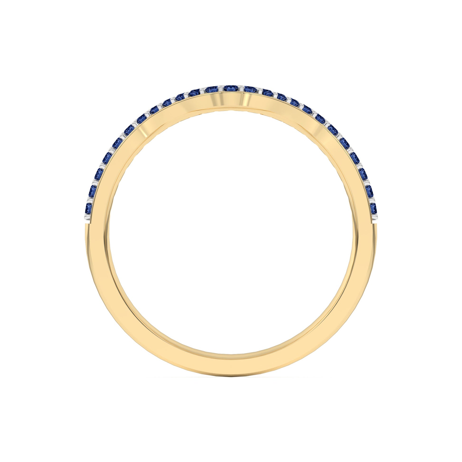 0.15 Ct Natural Blue Sapphire Curved Wedding Band - Dewberry Diamonds