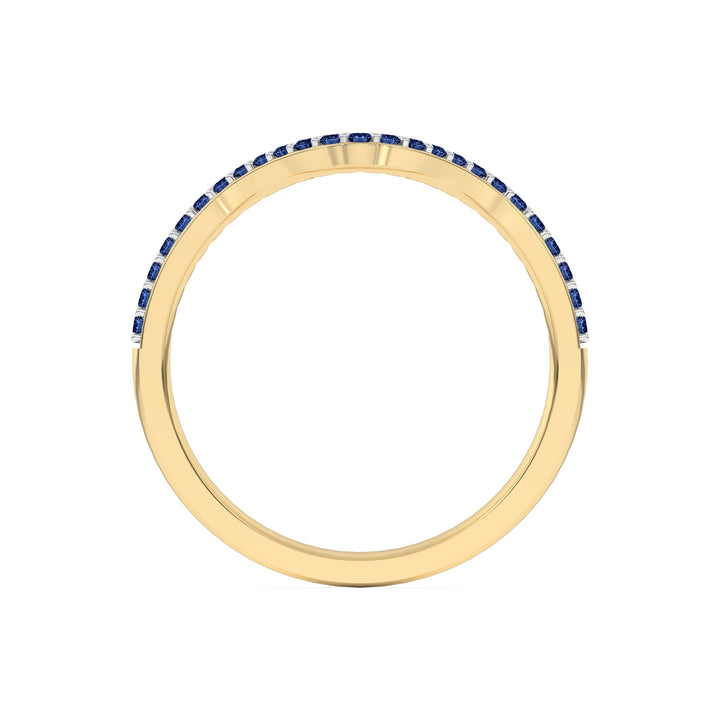 0.15 Ct Natural Blue Sapphire Curved Wedding Band - Dewberry Diamonds
