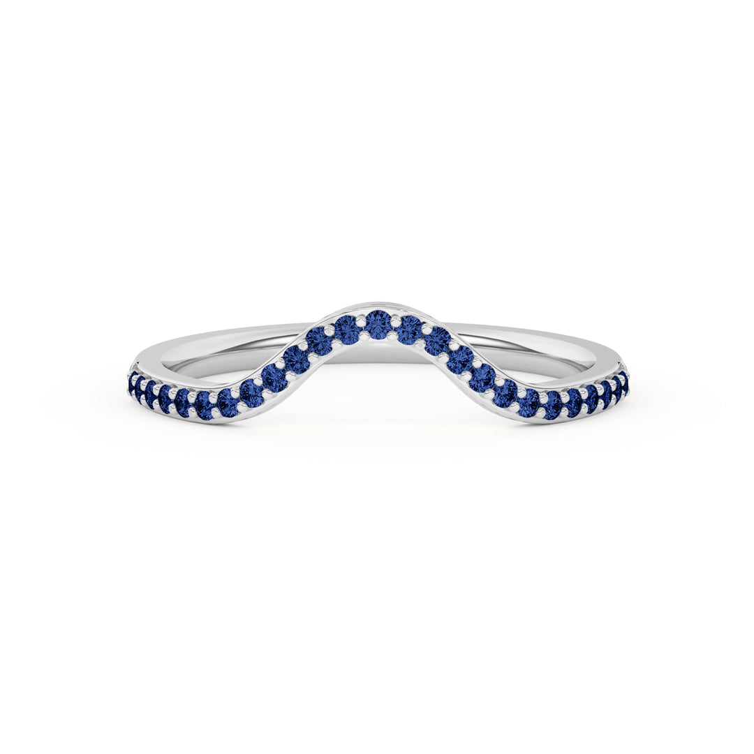 0.15 Ct Natural Blue Sapphire Curved Wedding Band - Dewberry Diamonds