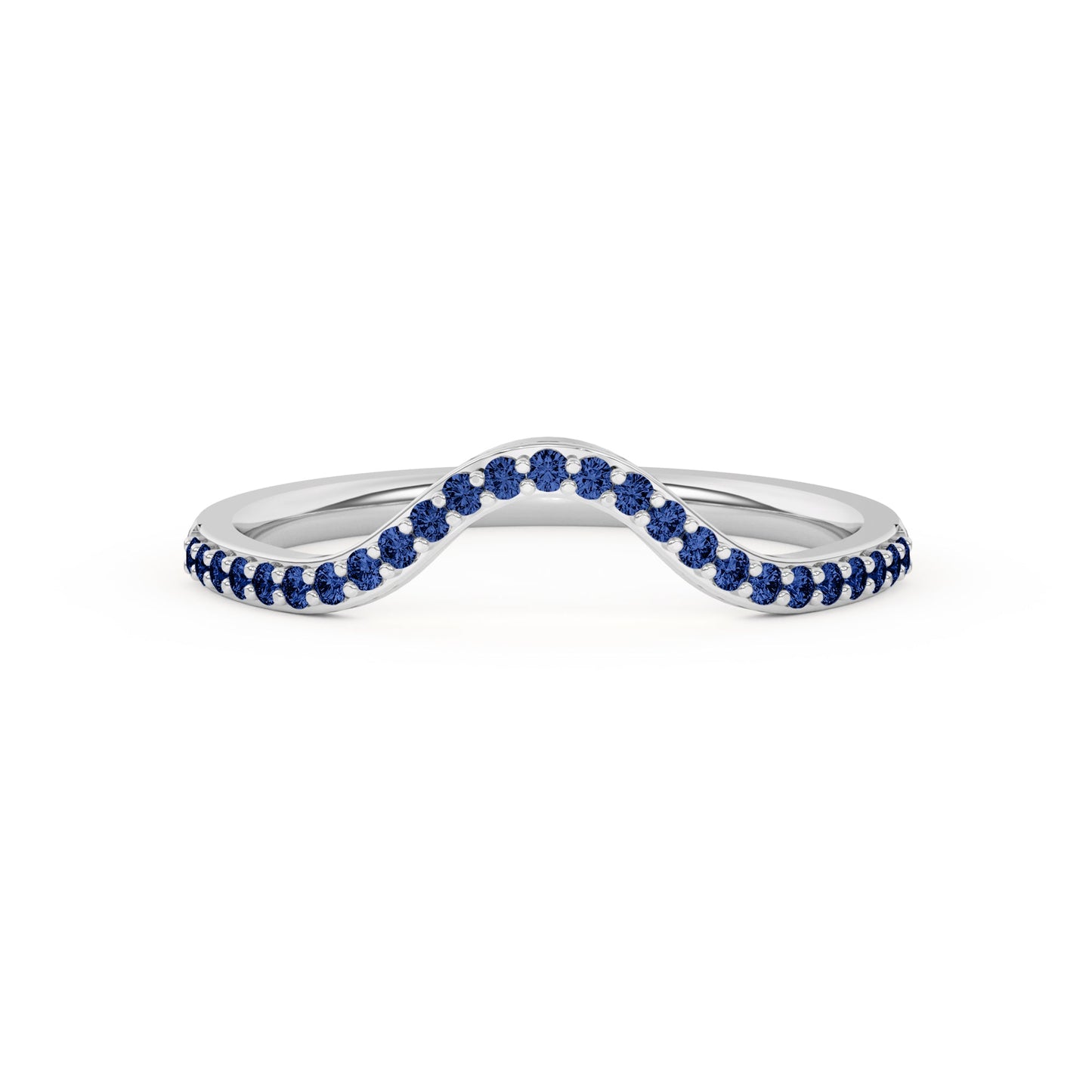 0.15 Ct Natural Blue Sapphire Curved Wedding Band - Dewberry Diamonds