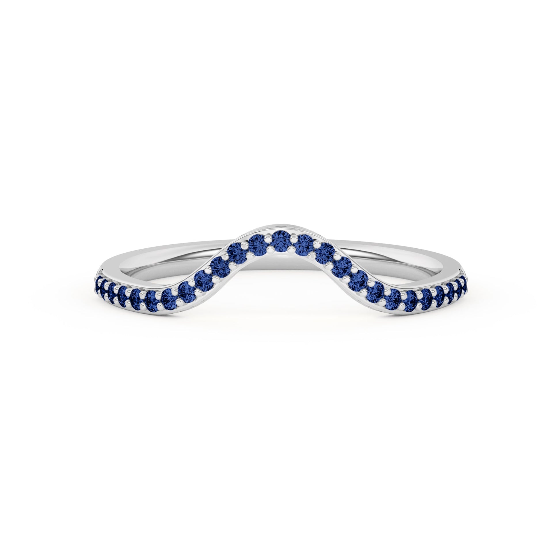 0.15 Ct Natural Blue Sapphire Curved Wedding Band - Dewberry Diamonds