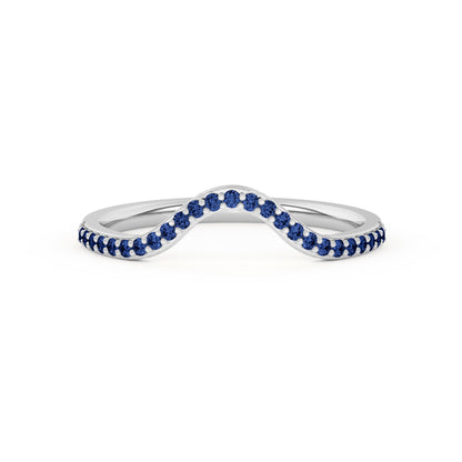 0.15 Ct Natural Blue Sapphire Curved Wedding Band - Dewberry Diamonds