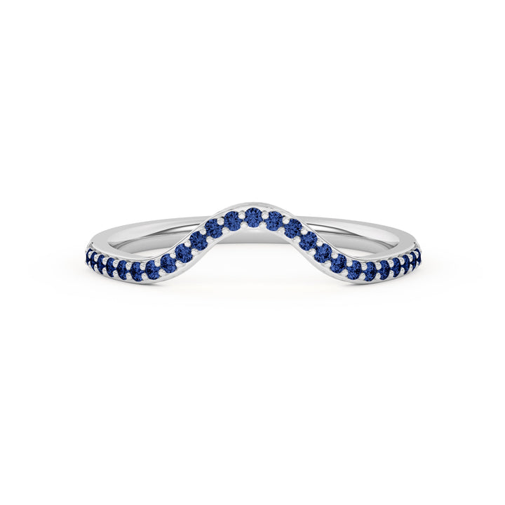 0.15 Ct Natural Blue Sapphire Curved Wedding Band - Dewberry Diamonds