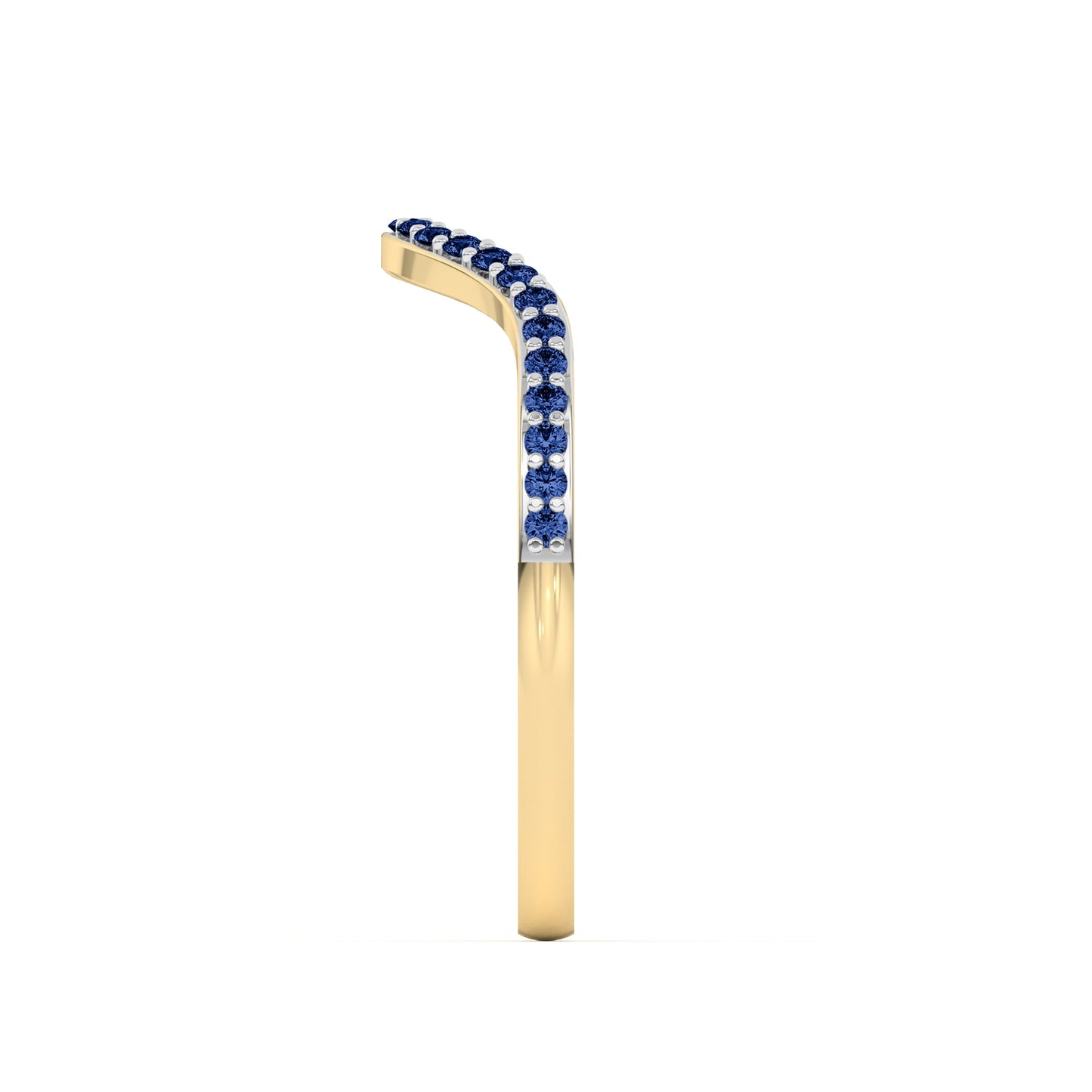 0.15 Ct Natural Blue Sapphire Curved Wedding Band - Dewberry Diamonds