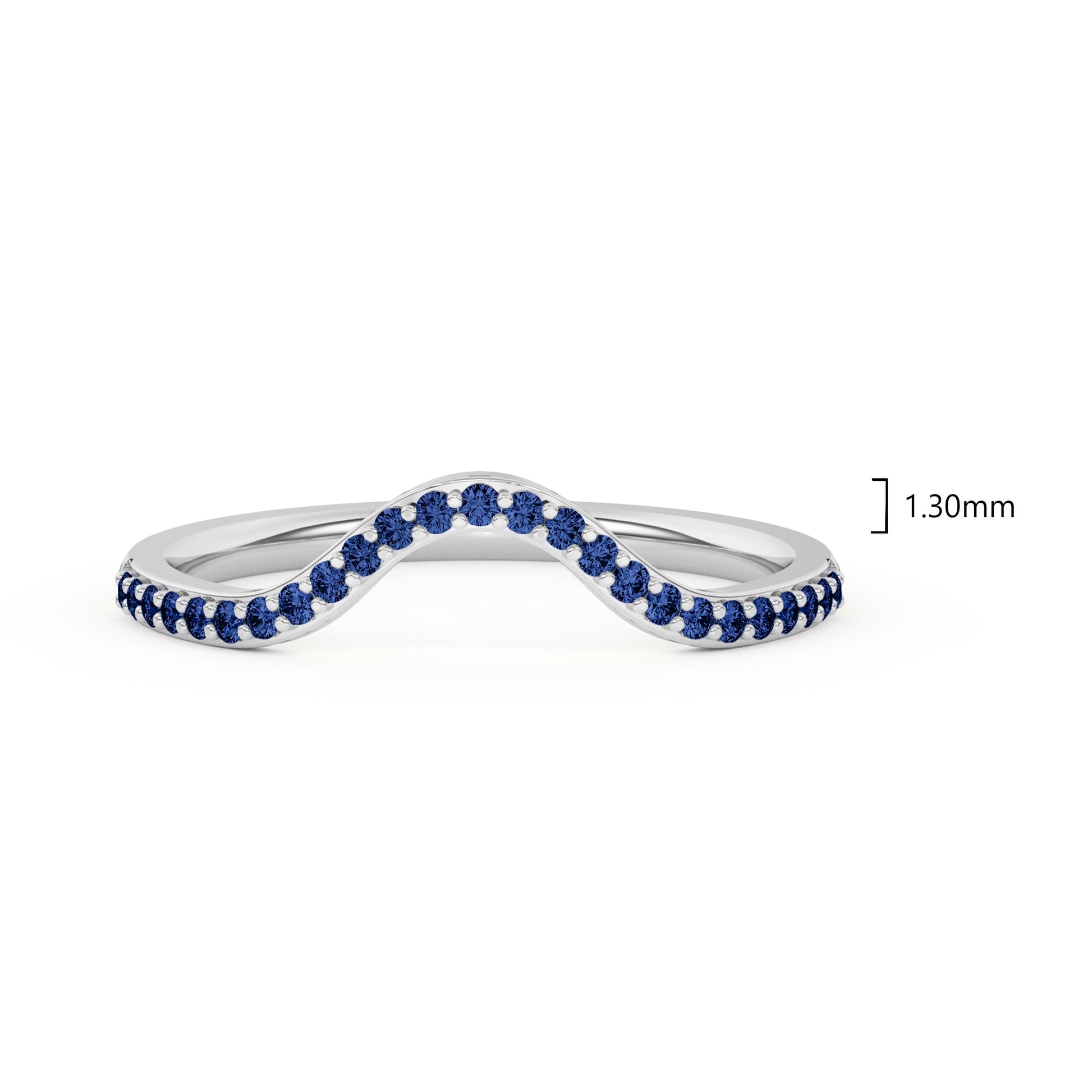 0.15 Ct Natural Blue Sapphire Curved Wedding Band - Dewberry Diamonds