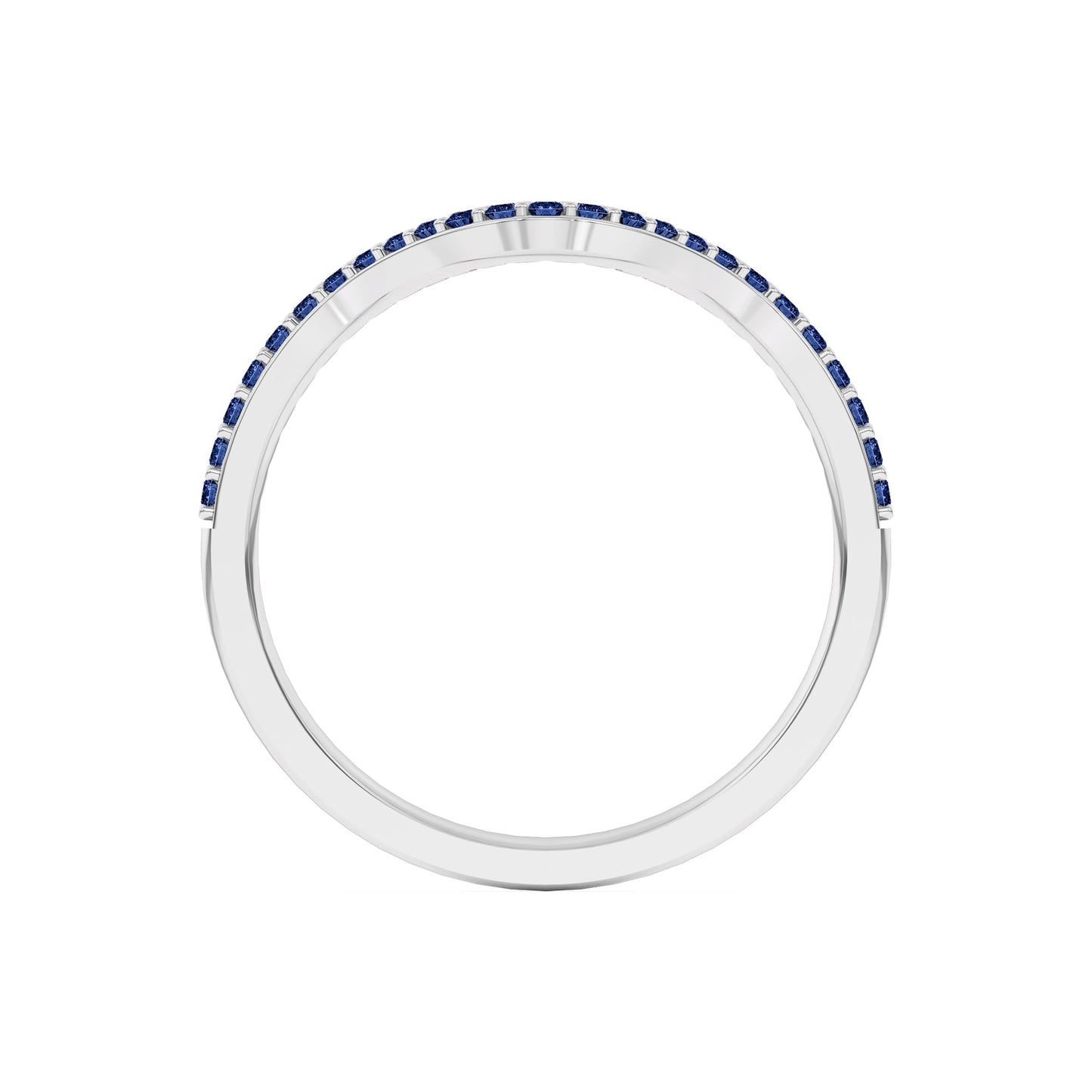 0.15 Ct Natural Blue Sapphire Curved Wedding Band - Dewberry Diamonds