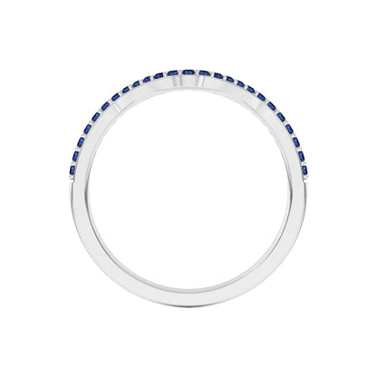 0.15 Ct Natural Blue Sapphire Curved Wedding Band - Dewberry Diamonds