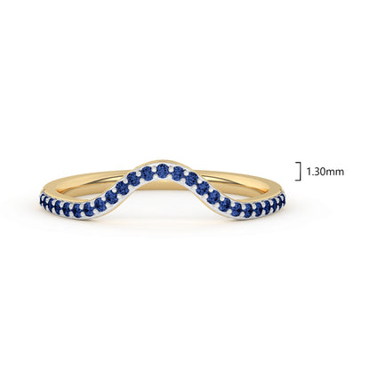 0.15 Ct Natural Blue Sapphire Curved Wedding Band - Dewberry Diamonds