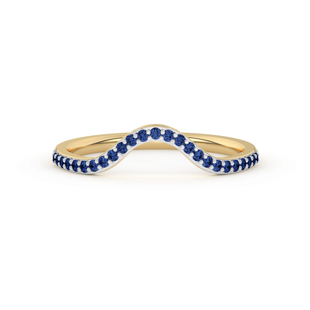 0.15 Ct Natural Blue Sapphire Curved Wedding Band - Dewberry Diamonds