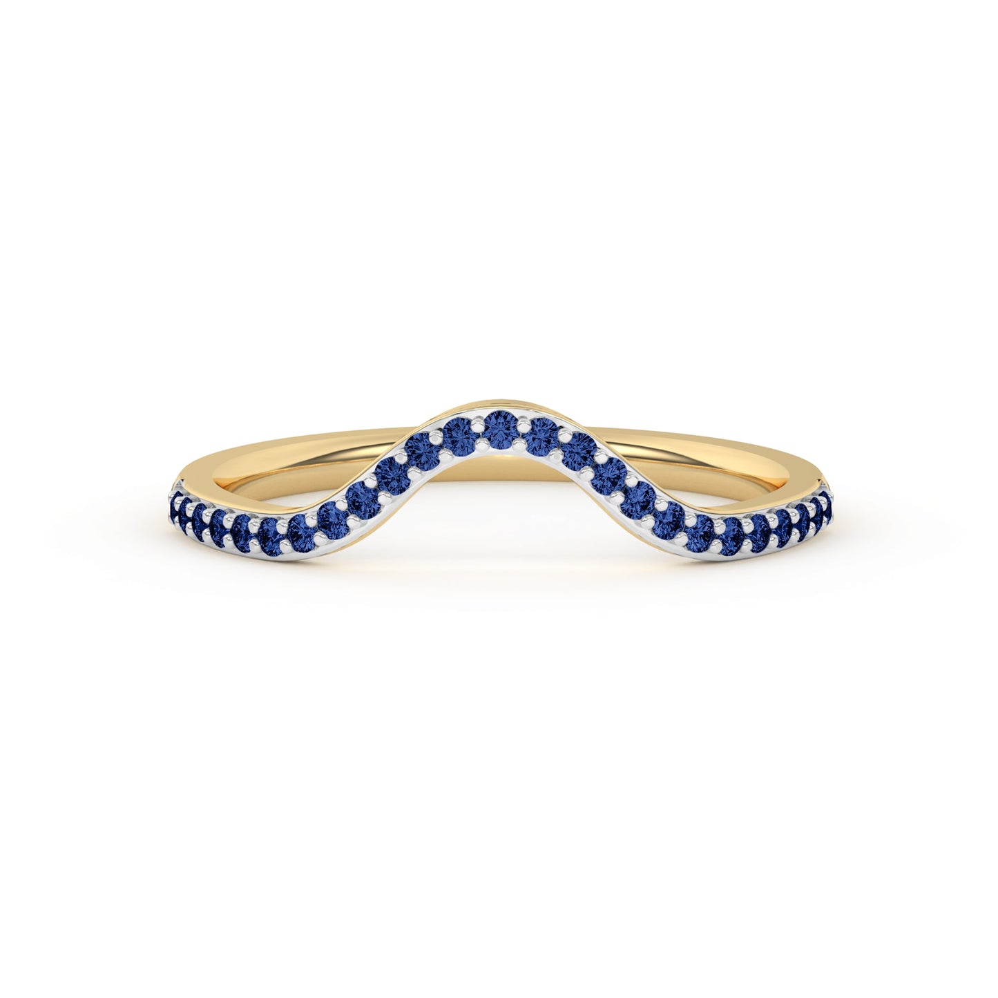0.15 Ct Natural Blue Sapphire Curved Wedding Band - Dewberry Diamonds