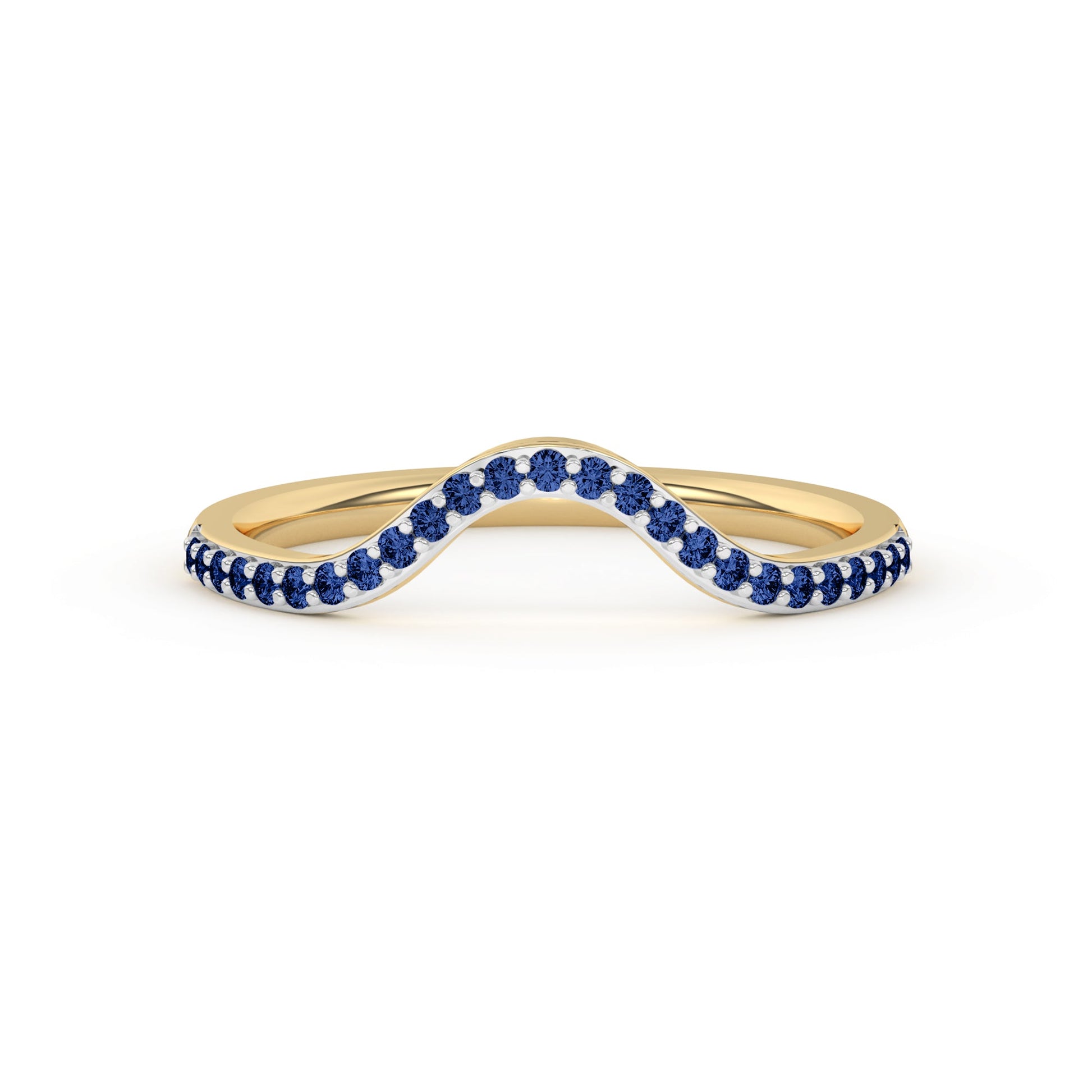 0.15 Ct Natural Blue Sapphire Curved Wedding Band - Dewberry Diamonds