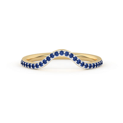 0.15 Ct Natural Blue Sapphire Curved Wedding Band - Dewberry Diamonds