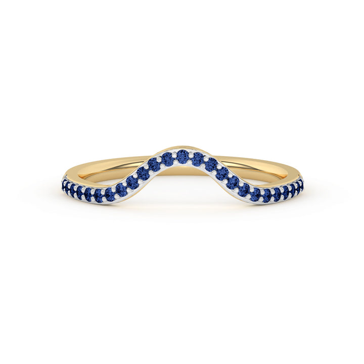 0.15 Ct Natural Blue Sapphire Curved Wedding Band - Dewberry Diamonds