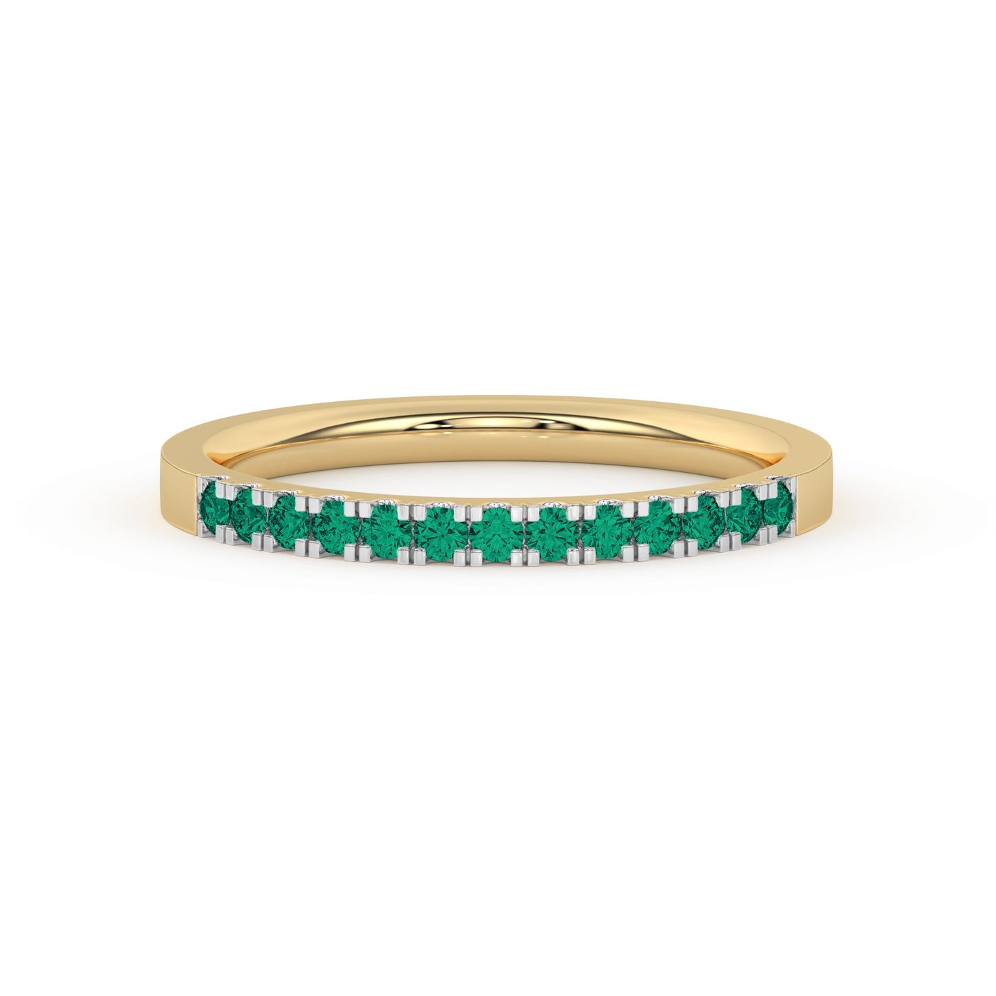 0.15 Ct Natural Green Emerald Wedding Band - Dewberry Diamonds