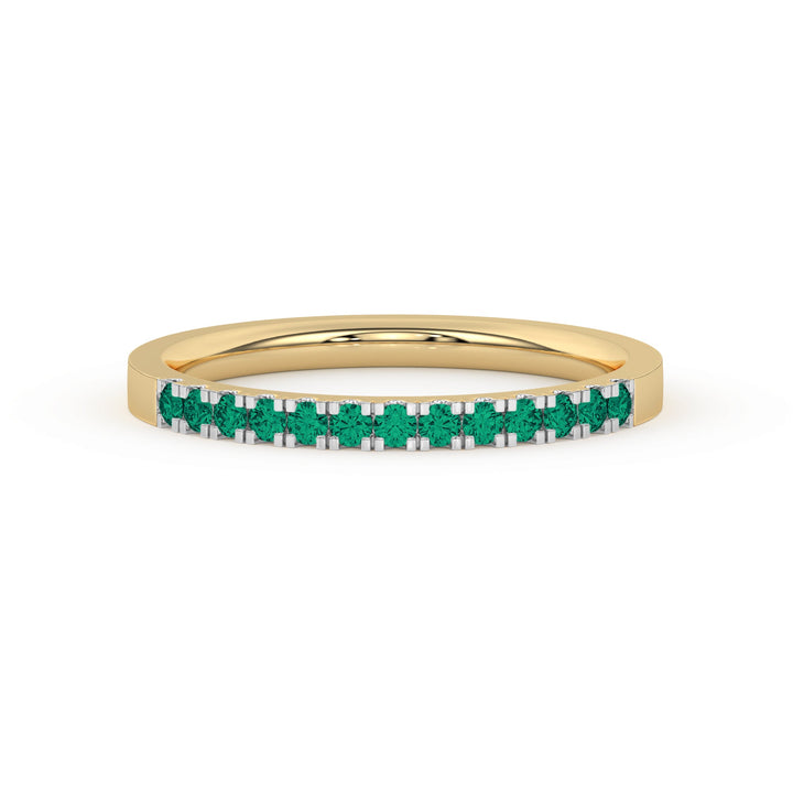 0.15 Ct Natural Green Emerald Wedding Band - Dewberry Diamonds