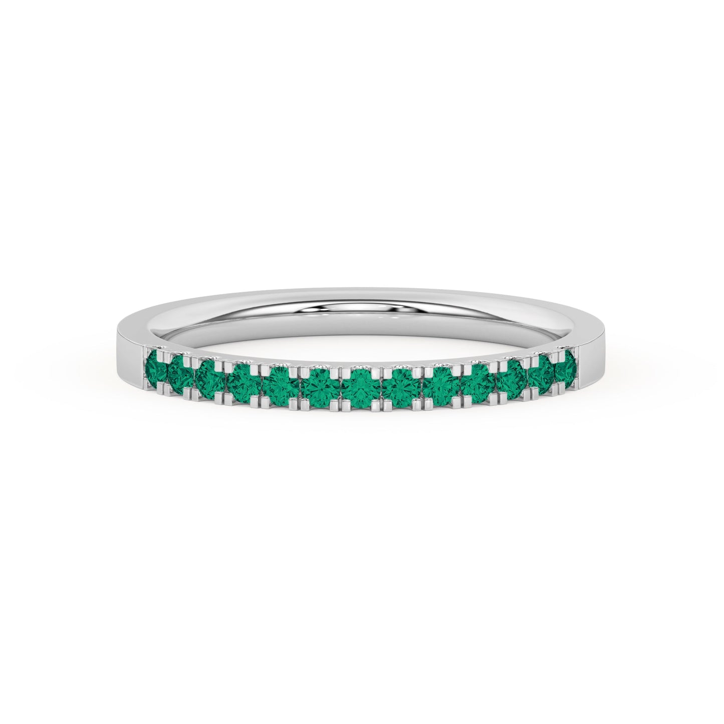 0.15 Ct Natural Green Emerald Wedding Band - Dewberry Diamonds