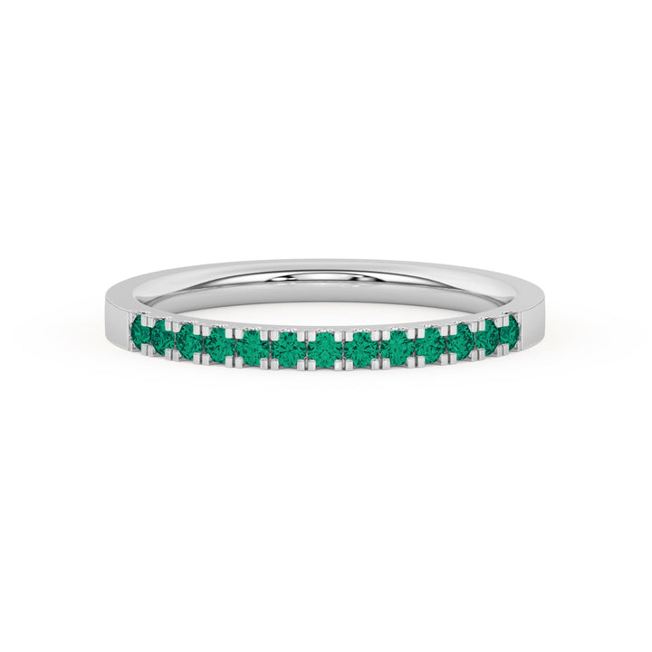 0.15 Ct Natural Green Emerald Wedding Band - Dewberry Diamonds