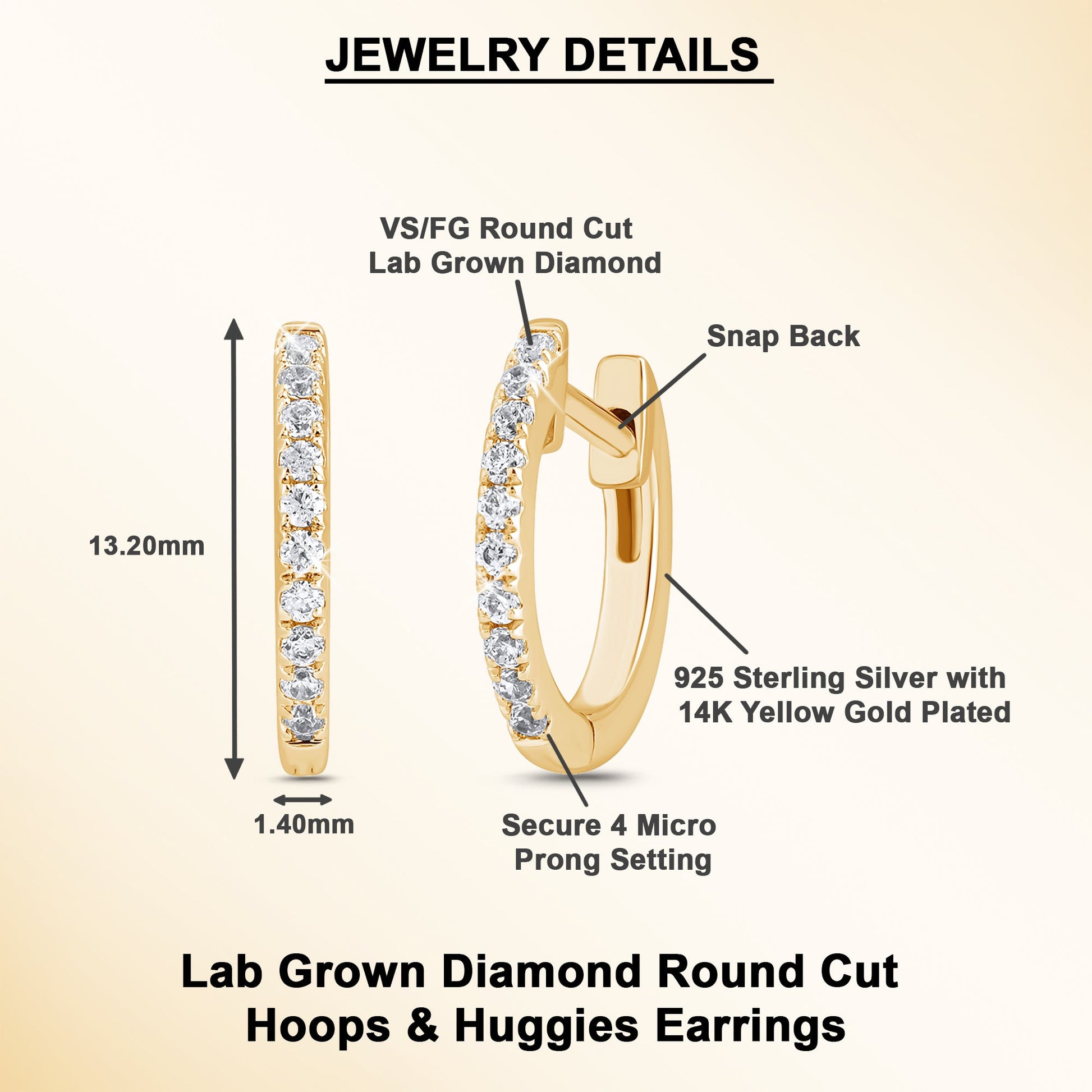 0.2 Ct Lab Grown Diamond Huggie Hoop Earrings - Dewberry Diamonds