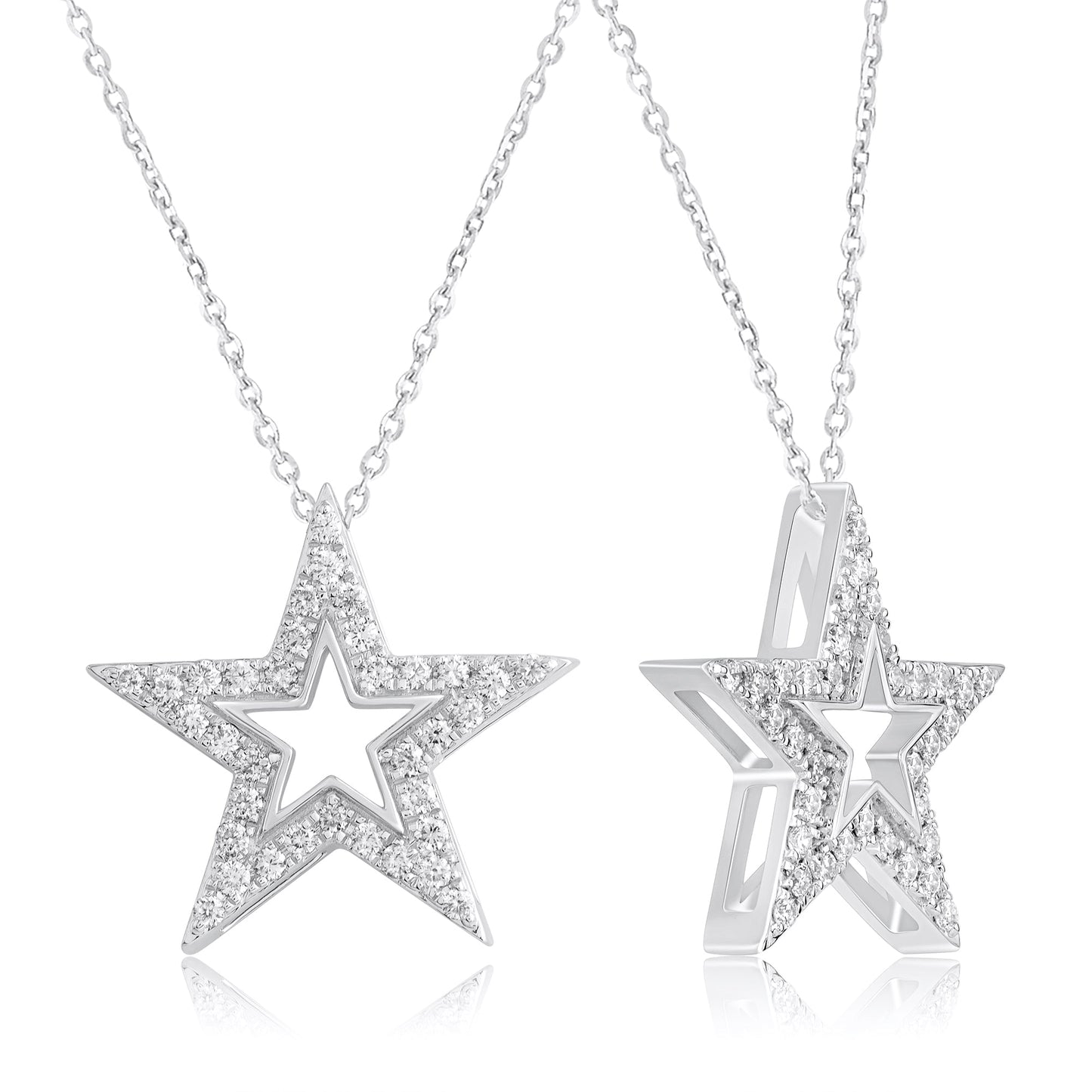 0.20 Ct Diamond 925 Silver Star Pendant Necklace - Dewberry Diamonds