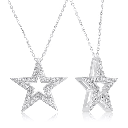 0.20 Ct Diamond 925 Silver Star Pendant Necklace - Dewberry Diamonds