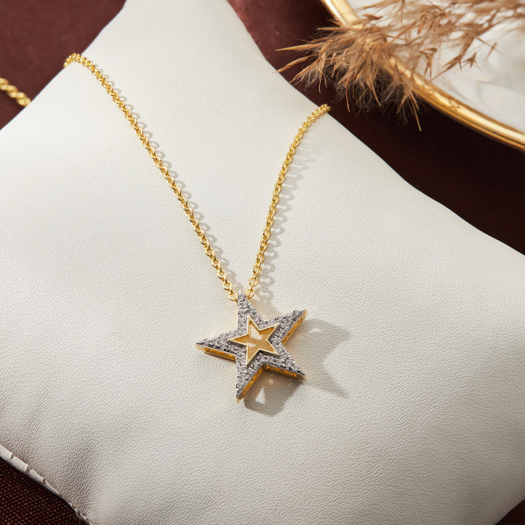 0.20 Ct Diamond 925 Silver Star Pendant Necklace - Dewberry Diamonds
