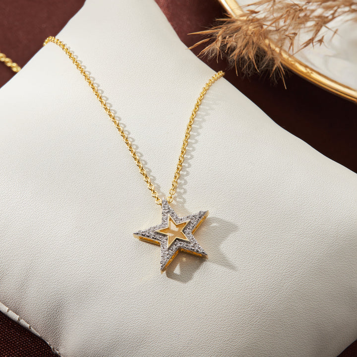 0.20 Ct Diamond 925 Silver Star Pendant Necklace - Dewberry Diamonds