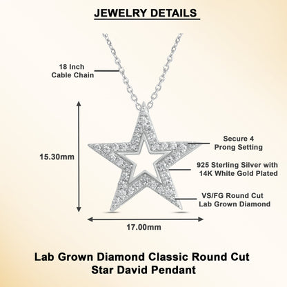 0.20 Ct Diamond 925 Silver Star Pendant Necklace - Dewberry Diamonds