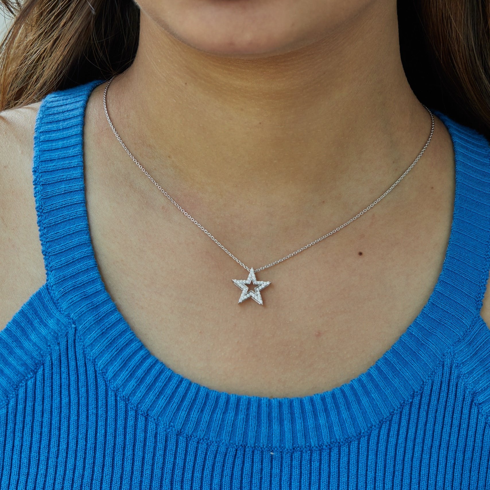 0.20 Ct Diamond 925 Silver Star Pendant Necklace - Dewberry Diamonds