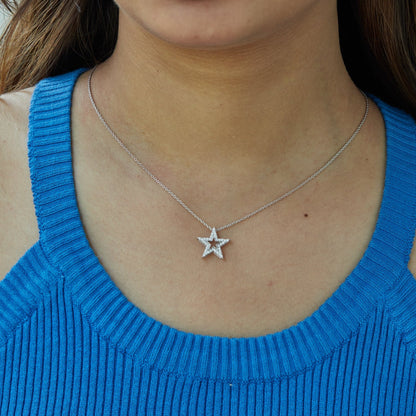 0.20 Ct Diamond 925 Silver Star Pendant Necklace - Dewberry Diamonds