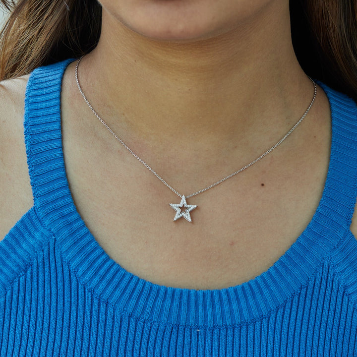 0.20 Ct Diamond 925 Silver Star Pendant Necklace - Dewberry Diamonds