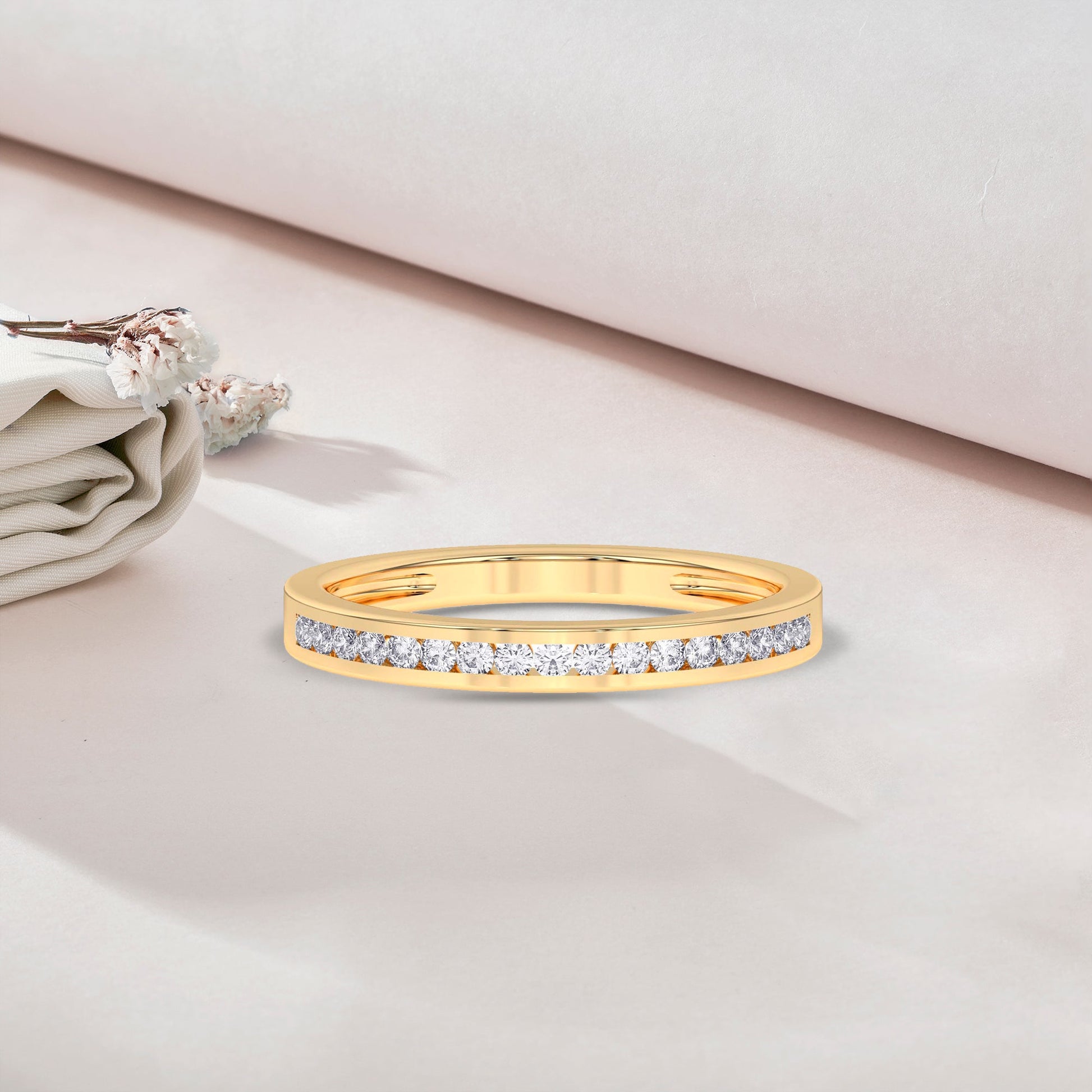 0.20 Ct Diamond Half Eternity Wedding Band 14K Gold - Dewberry Diamonds