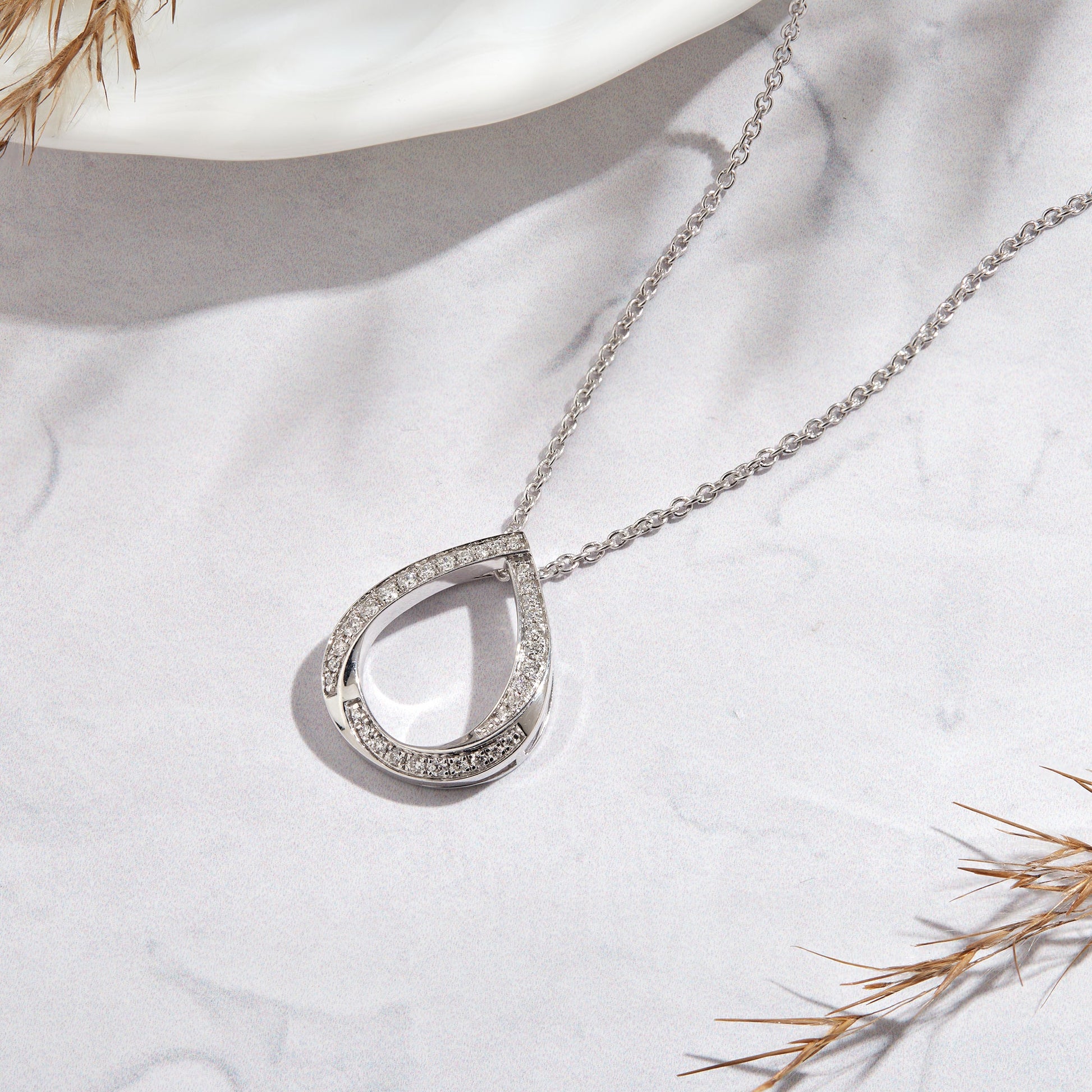 0.20 Ct Lab Grown Diamond 925 Silver Teardrop Necklace - Dewberry Diamonds