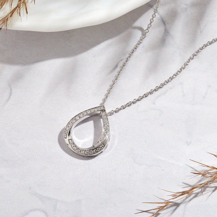 0.20 Ct Lab Grown Diamond 925 Silver Teardrop Necklace - Dewberry Diamonds