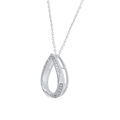 0.20 Ct Lab Grown Diamond 925 Silver Teardrop Necklace - Dewberry Diamonds