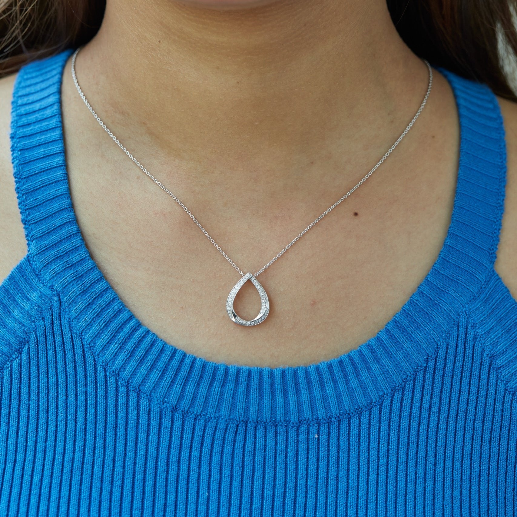 0.20 Ct Lab Grown Diamond 925 Silver Teardrop Necklace - Dewberry Diamonds