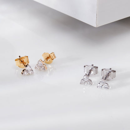 0.24Ct Three Stone Cluster Diamond Stud Earrings 14K Gold - Dewberry Diamonds