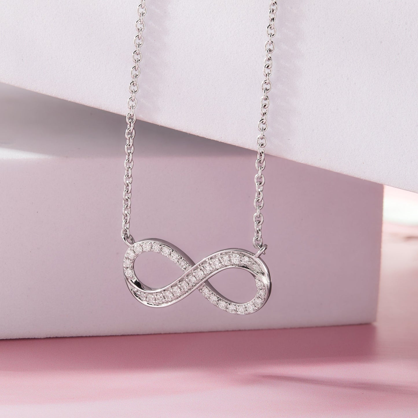 0.25 Ct Diamond 925 Silver Infinity Pendant Necklace - Dewberry Diamonds