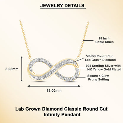 0.25 Ct Diamond 925 Silver Infinity Pendant Necklace - Dewberry Diamonds