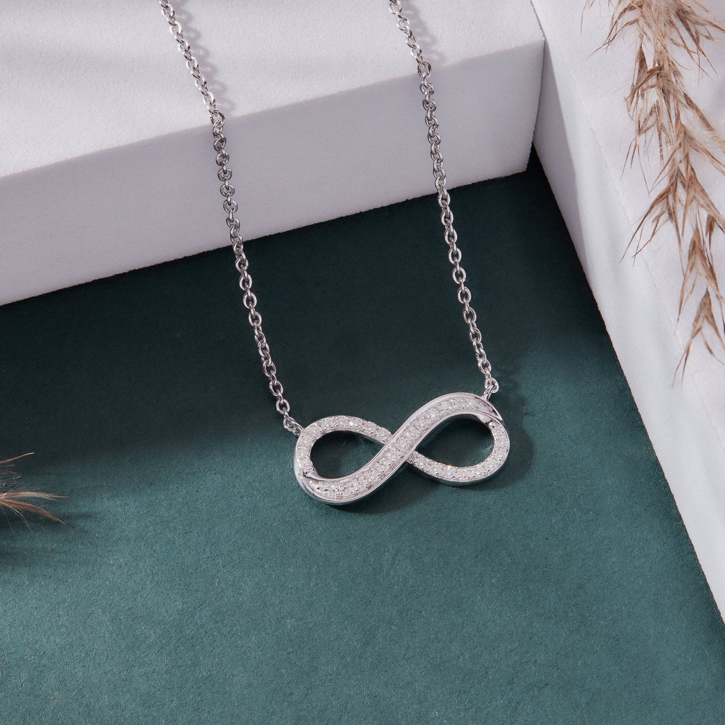 0.25 Ct Diamond 925 Silver Infinity Pendant Necklace - Dewberry Diamonds