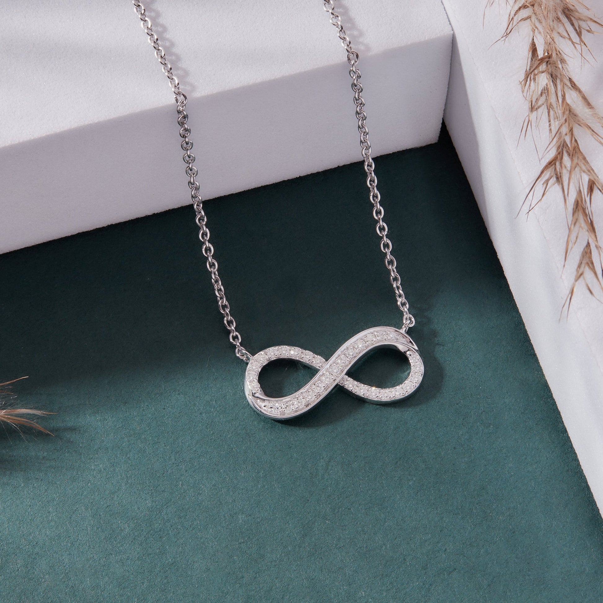 0.25 Ct Diamond 925 Silver Infinity Pendant Necklace - Dewberry Diamonds