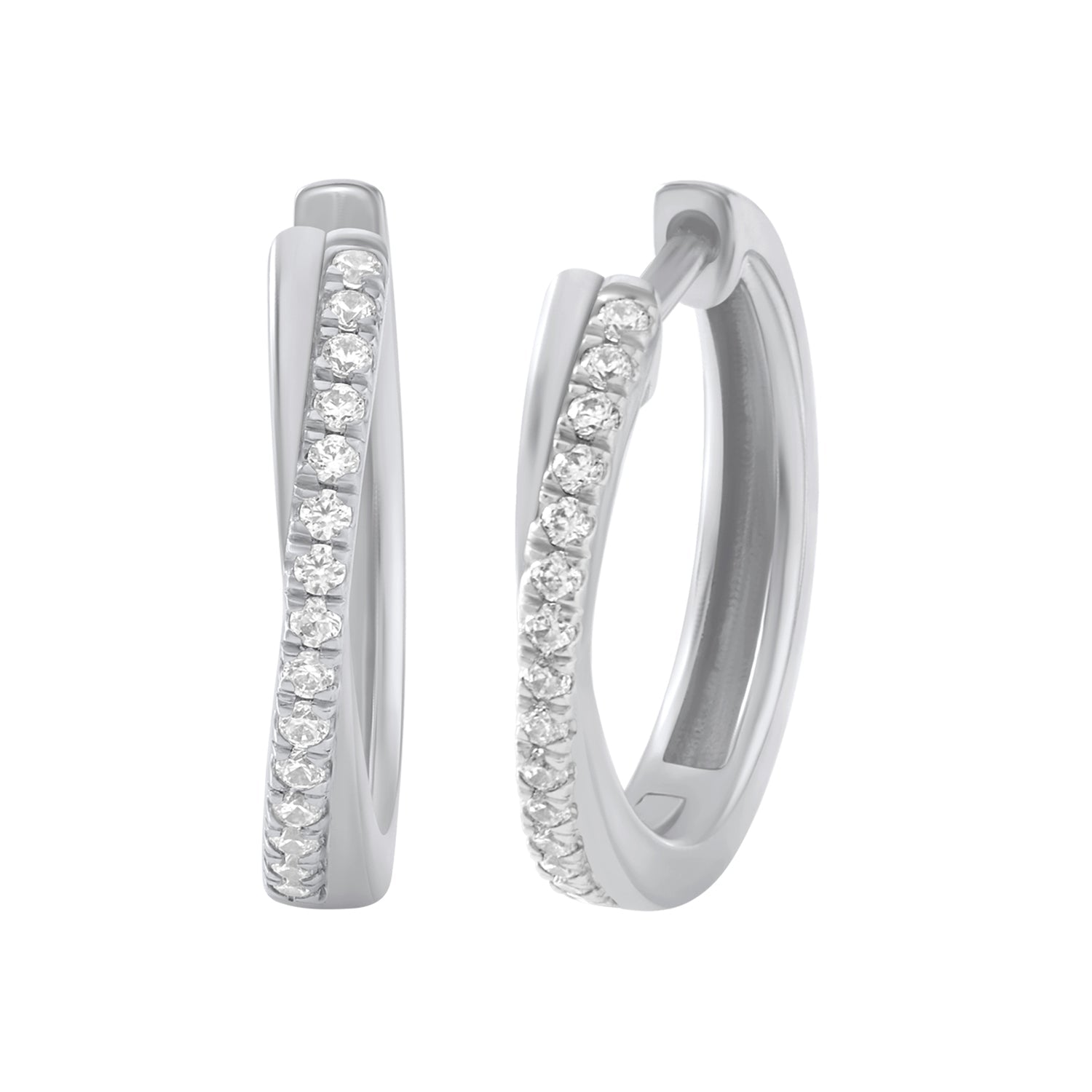 0.25 Ct Diamond 925 Silver Twisted Hoop Earrings - Dewberry Diamonds