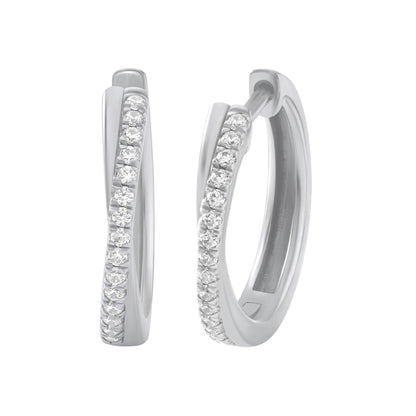 0.25 Ct Diamond 925 Silver Twisted Hoop Earrings - Dewberry Diamonds