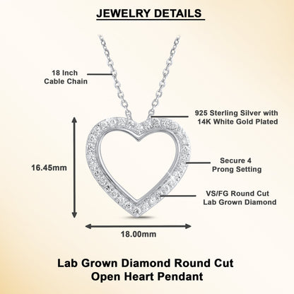 0.25 Ct Lab Grown Diamond Heart Pendant Necklace - Dewberry Diamonds