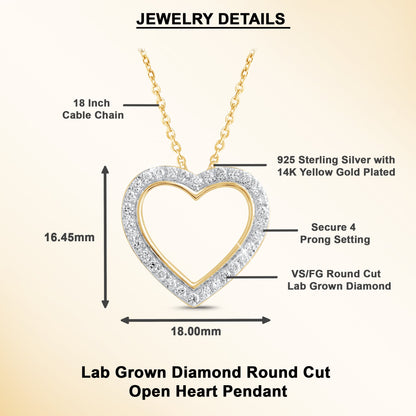 0.25 Ct Lab Grown Diamond Heart Pendant Necklace - Dewberry Diamonds