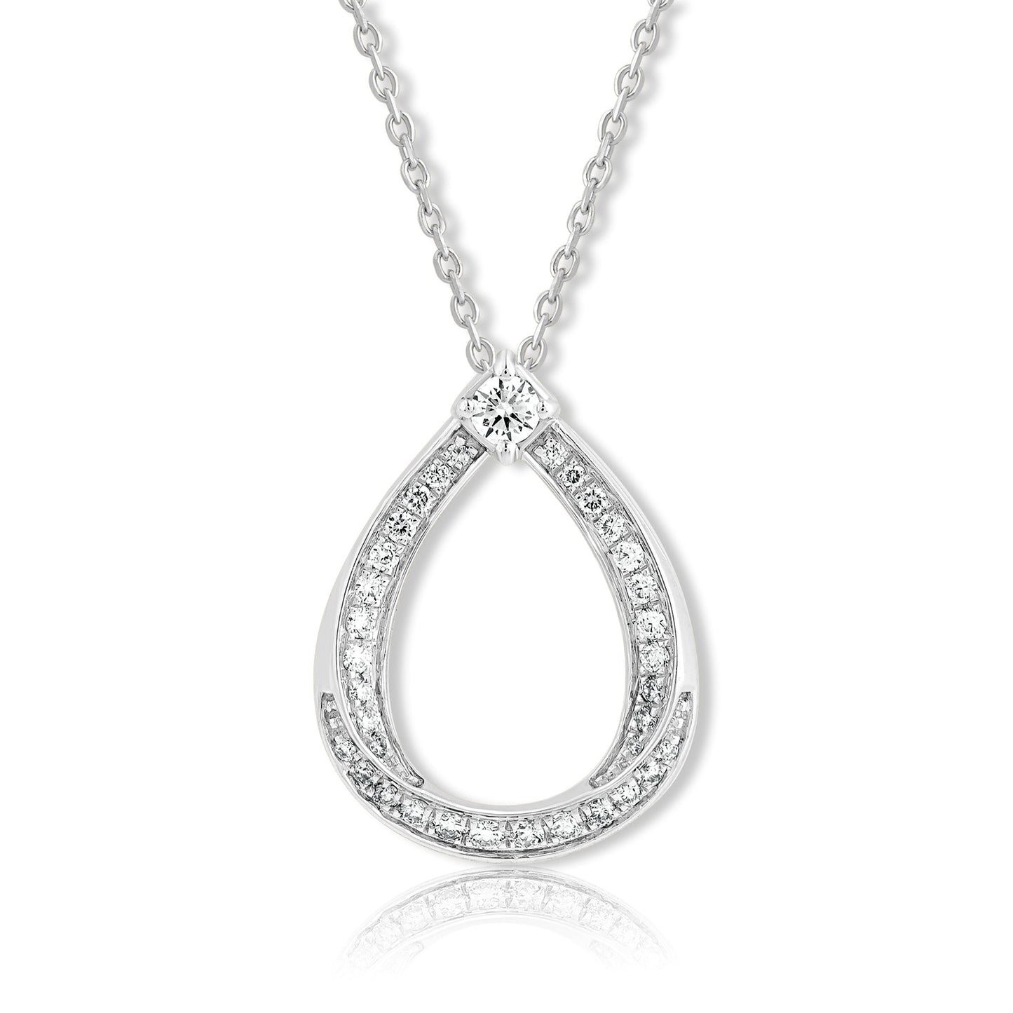 0.30 Ct Lab Grown Diamond 925 Silver Teardrop Pendant Necklace - Dewberry Diamonds